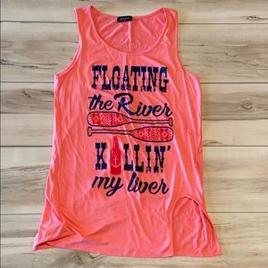 NWOT Pink Flowy Tank Top with Graphic Size M